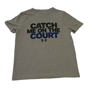 Kids Under Armour Basketball T-Shirt XS Youth CATCH ME ON‎ THE COURT School Gym